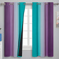 Ombre Teal and Purple Blackout Curtains for Kids Bedroom (Purple and Teal / 42"W x 63"L (Pack of 2))