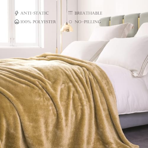 Fuzzy Plush Fleece Bed Blanket King Size (Brown / 104x90 IN)