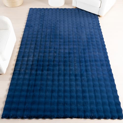 Jeni Navy Checkered Washable Runner Rug (Jeni Navy / 2'6" x 8' (Rectangular))