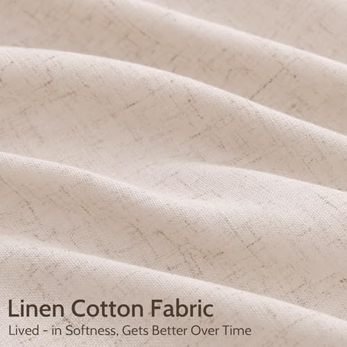 Natural White Linen Curtains 84 Inch Length for Living Room Burlap Light Filtering Semi Sheer Curtain Back Tab Neutral Farmhouse Privacy Drapes for Bedroom Office 52x84 (52"W x 84"L (Pack of 2) / Natural White)