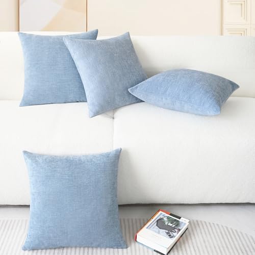 Decorative Couch Throw Pillow Covers 18 X 18 Inches Baby Blue (18" x 18" (Pack of 4) / Baby Blue)