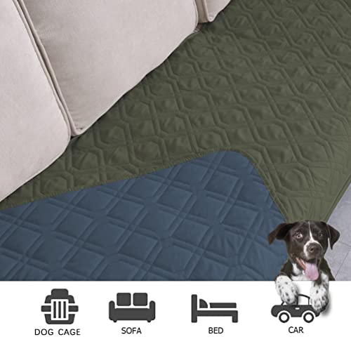 Waterproof Dog Bed Blankets Cover for Bed Couch Sofa Reversible (30x70 Inch (Pack of 1) / Green+navy Blue)