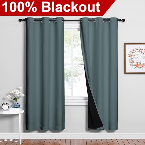 Full Shade Curtain Panels (Greyish Blue / 37"W x 70"L (Pack of 2))