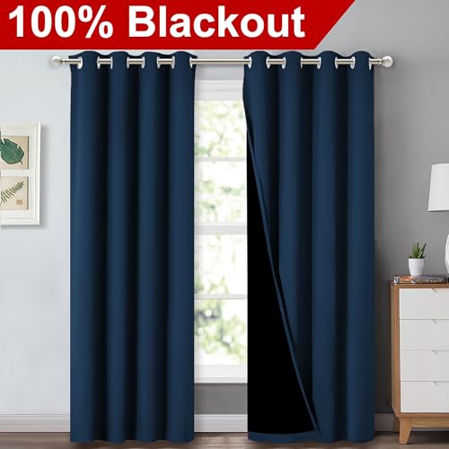 Full Shading Curtains 90" Long 2 Panels Set for Windows (Moroccan Blue / 52"W x 90"L (Pack of 2))