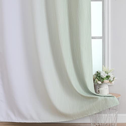 Sage Green and Greyish White Ombre Blackout Curtains for Bedroom 84 Inch (Sage and Greyish White / 52"W x 84"L (Pack of 2))