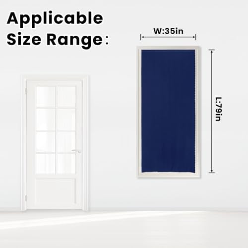 Self Adhesive Portable Blackout Curtains for Bedroom Easy to Install Window Thermal Lnsulated Kitchen Room Darkening Small Window Curtains (35"W x 79"L (Pack of 1) / Navy Blue)