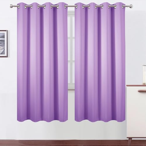 Blackout Curtains 66 x 72 Inch Long Lavender Curtains Set of 2 Panels Room Darkening Curtains for Bedroom and Living Room (Lavender / 66"W x 72"L (Pack of 2))
