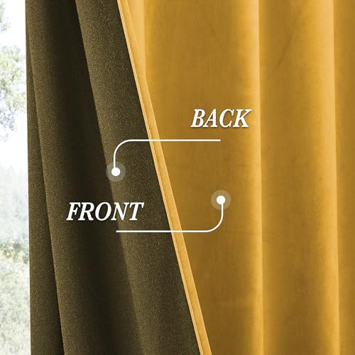 Mustard Yellow Velvet Curtains 84 inches for Bedroom Living Room (Mustard / 52"W x 84"L (Pack of 2))