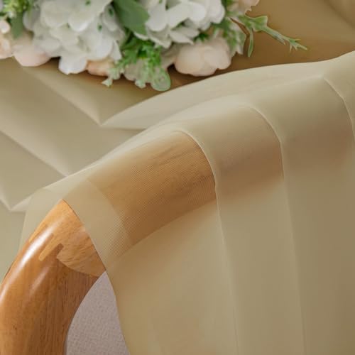 Gold Sheer Curtains 84 Inch Length 2 Panels Set (Gold / 42"W x 84"L (Pack of 2))