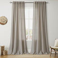 108 Inch Long Curtains for Living Room Grey Beige Linen Simple Modern Light Filtering Semi Sheer Curtain Back Tab Boho Neutral Gray Floor to Ceiling High Window for Bedroom 52x108 (52"W x 108"L (Pack of 2) / Grey Beige)