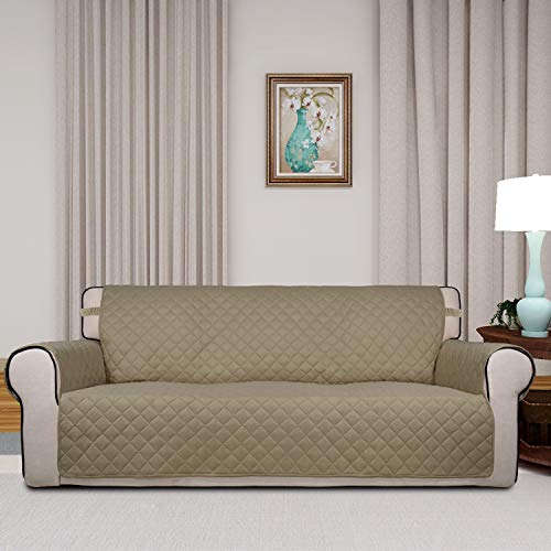 Reversible Quilted Couch Covers for Dogs Oversized Sofa Cover 78” (X-Large / Beige/Beige)