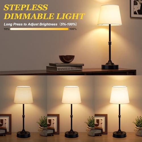 Rechargeable Cordless Table Lamp Black (Black / 2 Pack - 15.6in)
