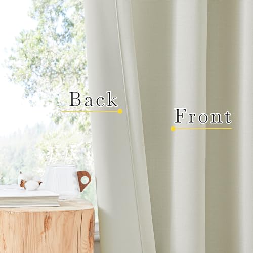 Room Darkening Bedroom Curtains 96 inches Long (Linen Natural / 52"W x 96"L (Pack of 2))