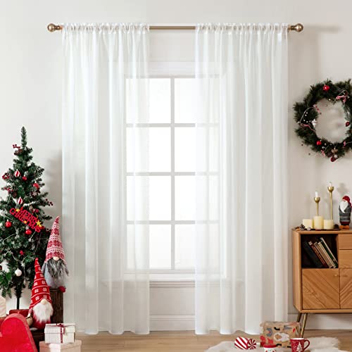 2 Panels Sheer Curtains for Living Room 54 X 90 Inches Ivory (Ivory / 54"W x 90"L (Pack of 2))