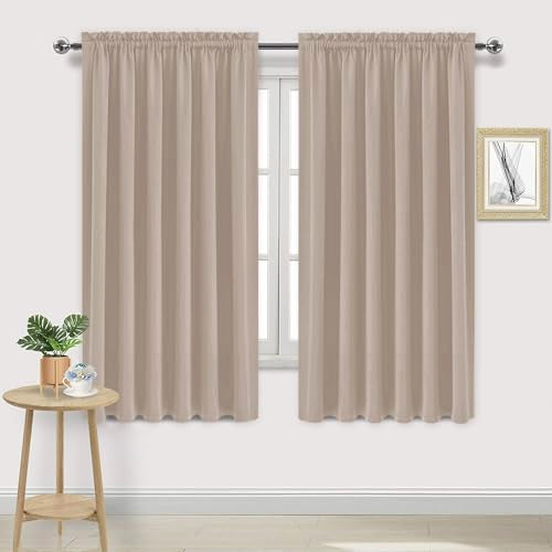 Wide Blackout Curtains for Bedroom Living Room 70 x 63 Inch Long Camel (Camel / 70"W x 63"L (Pack of 2))