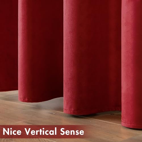 Velvet Curtains Christmas Red 52 x 108 Inch Length Set of 2 (Red / 52"W x 108"L (Pack of 2))
