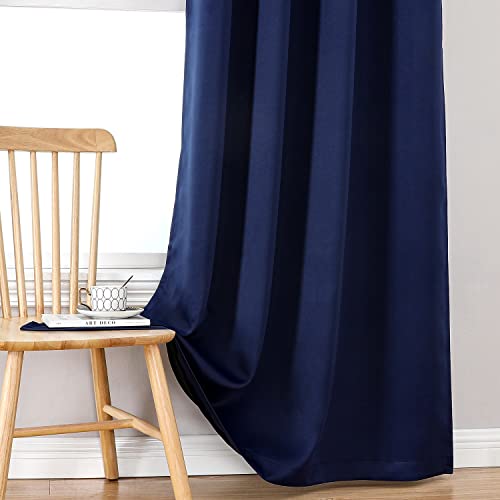 100% Blackout Curtains for Bedroom 84 Inches Long 2 Panels Set (60"W x 84"L (Pack of 2) / Navy Blue)
