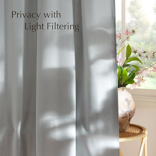 Light Cyan Linen Curtains for Bedroom (Light Cyan / 55"W x 96"L (Pack of 2))