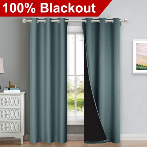 Full Shade Curtain Panels (Greyish Blue / 37"W x 80"L (Pack of 2))