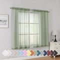 Rod Pocket Top Solid Voile Sheer Curtains for Bedroom (Sage Green / 42"W x 54"L (Pack of 2))