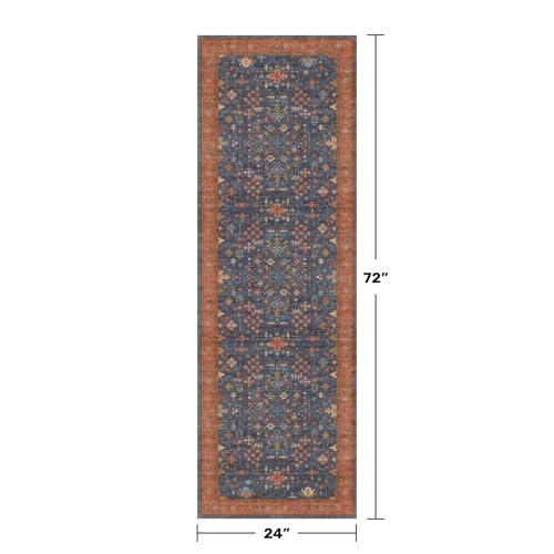 Navy Blue Runner Rug 2x6 for Kitchen (2' x 6' (Runner) / Blue / Terracotta)