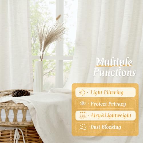 Natural Linen 63 Inch Length Curtains for Living Room (Natural-1 / 52"W x 63"L (Pack of 2))