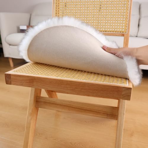 Round Fur Sheepskin Chair Cover Seat Cushion Pad Super Soft Area Rugs for Living Bedroom Sofa (Gray Tip / Round 16.5" (Pack of 1))