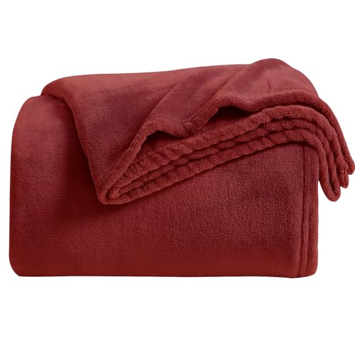 Fleece Blanket Burgundy Lightweight Super Soft Cozy Fuzzy Bed Blankets Microfiber Factory Shop (Burgundy / Throw(50"x60"))