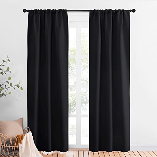 Black Out Curtain Panels for Kitchen (Black / 34"W x 84"L (Pack of 2))