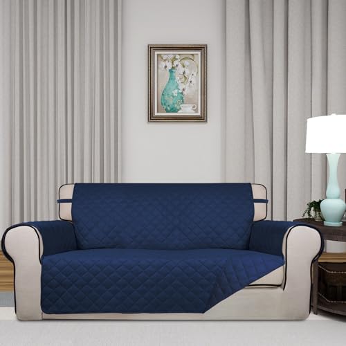 Reversible Quilted Couch Covers for Dogs Loveseat Sofa Cover 54" (Medium-XL / Navy/Navy)