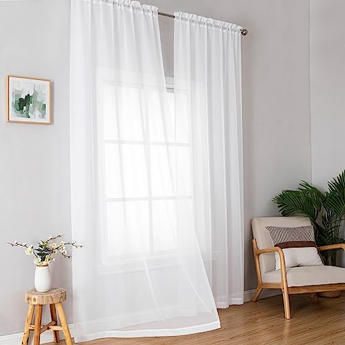 White Sheer Curtains (White / 42"W x 84"L (Pack of 2))