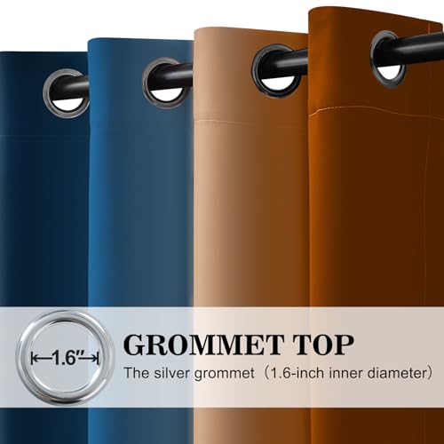 Dark Blue Burnt Orange Ombre Curtains 52x63Inch 2 (52"W x 63"L (Pack of 2) / Dark Blue and Burnt Orange)