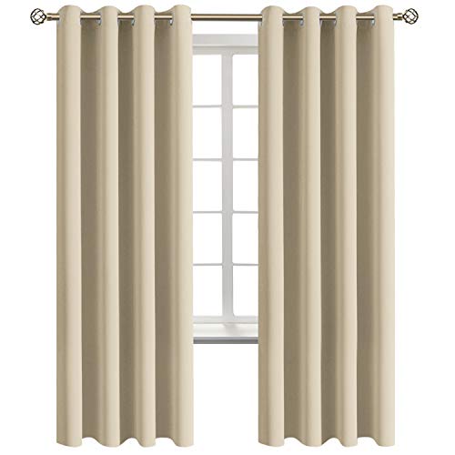 Beige Room Darkening Curtains 72 Inch for Bedroom (Beige / 52"W x 72"L (Pack of 2))