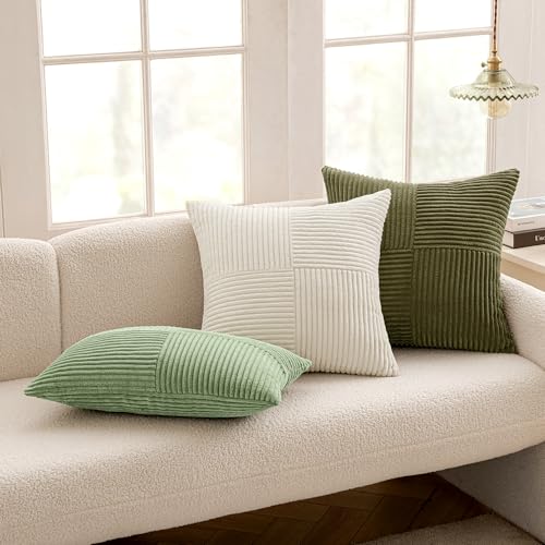 Sage Green Decorative Lumbar Throw Pillow Covers 12x20 Inch 2 Pack (20" x 12" (Pack of 2) / Sage Green)