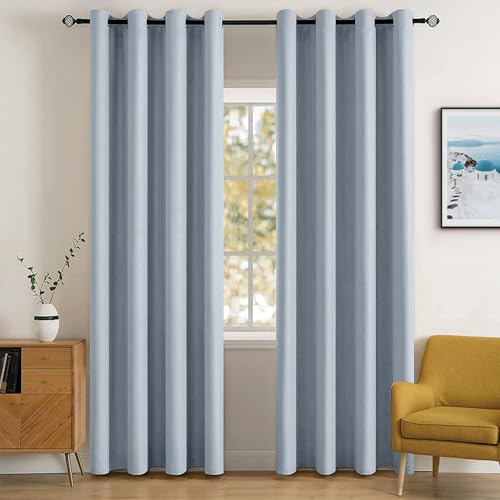 Light Blue Blackout Bedroom Curtains Drapes 84 Inch Long 52"x84" (Light Blue / 52"W x 84"L (Pack of 2))