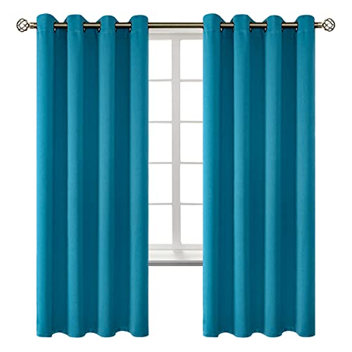 Peacock Blue Blackout Curtains for Bedroom 72 Inch Long (Peacock Blue / 52"W x 72"L (Pack of 2))