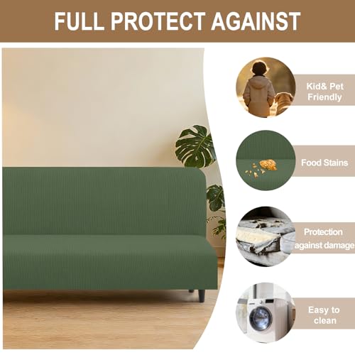 Stretch Futon Cover Armless Bed Slipcover (Loden Frost / Futon)