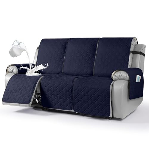 Waterproof Recliner Couch Covers Washable (Dark Blue / 3 Seater)