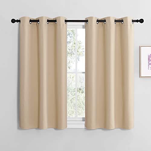 Room Darkening Curtain Panels for Cafe (Biscotti Beige / 42"W x 40"L (Pack of 2))