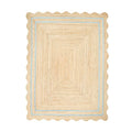 Wave Scalloped Jute Rug Entryway Natural Boho Area Rug Sky Blue 5'x8' (5'x8' / Sky Blue)