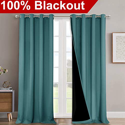 100% Blackout Blinds (Sea Teal / 46"W x 96"L (Pack of 2))