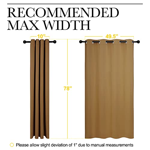 Sleek Blackout Curtains 78 inches Length for Windows (Gold Brown / 55"W x 78"L (Pack of 2))