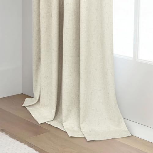 Farmhouse Style 94 Inch Curtains for Living Room Drapes Back Tab Pleated Linen Blackout Earthy Curtain Heat Blocking Black Out Window Treatment Master Bedroom Sunroom 2 Burg Panel 94 Long Length Beige (Linen / 52"W x 94"L (Pack of 2))