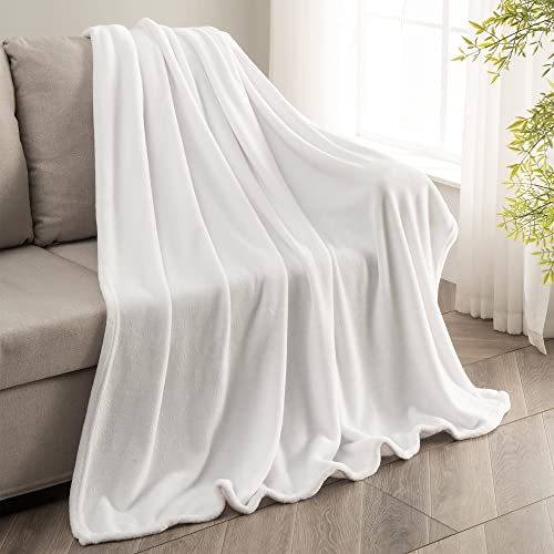 Fleece Blanket Soft Plush Throw for Couch White 50"x60" (White / Throw(50"x60"))
