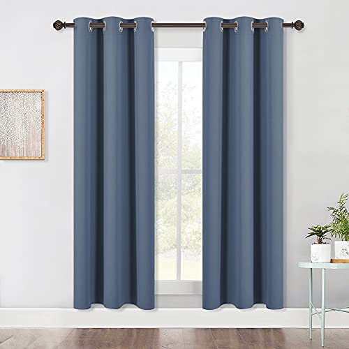 Window Treatment Blackout Curtain Panels (Stone Blue / 42"W x 72"L (Pack of 2))