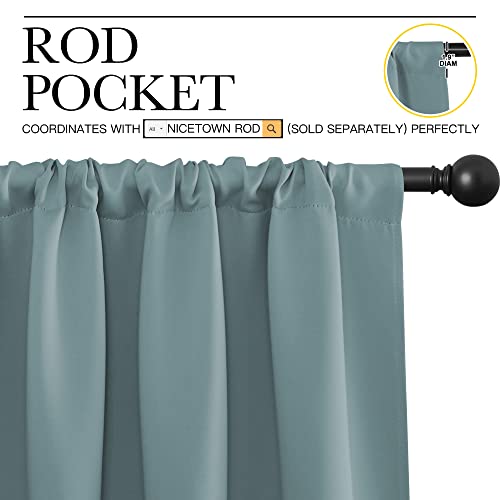 Greyish Blue Blackout Curtains Panels for Window (Greyish Blue / 62"W x 63"L (Pack of 2))