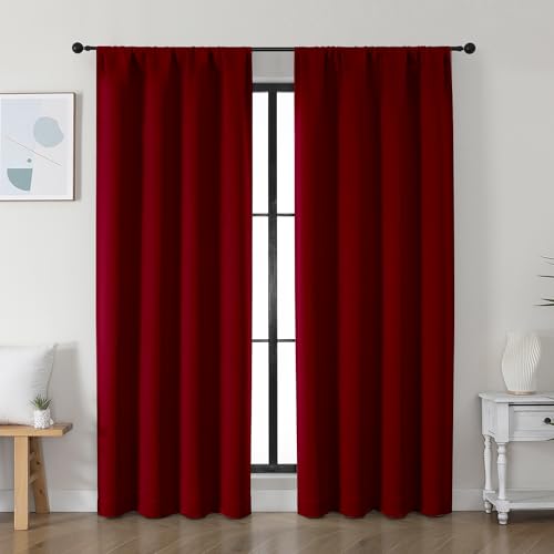 Ava Red Blackout Curtains for Bedroom 72 Inch Length 2 Panels Set (Red / 40"W x 72"L (Pack of 2))