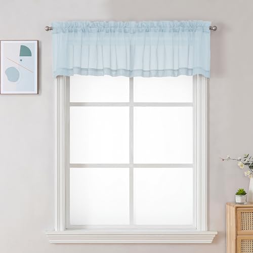 Sheer Valances for Windows 2 Pack (Sky Blue / 42"W x 18"L (Pack of 2))