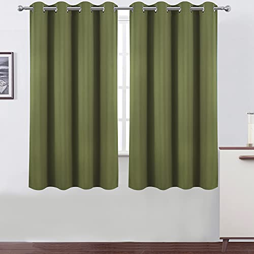 Olive Green Blackout Curtains 66 x 63 Inch Length (Olive Green / 66"W x 63"L (Pack of 2))