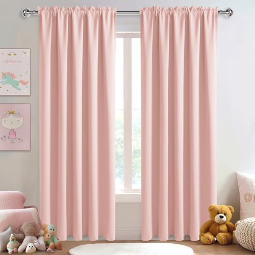 Wide Blackout Curtains for Bedroom 70 x 84 Inch Long Blush Pink (Blush Pink / 70"W x 84"L (Pack of 2))